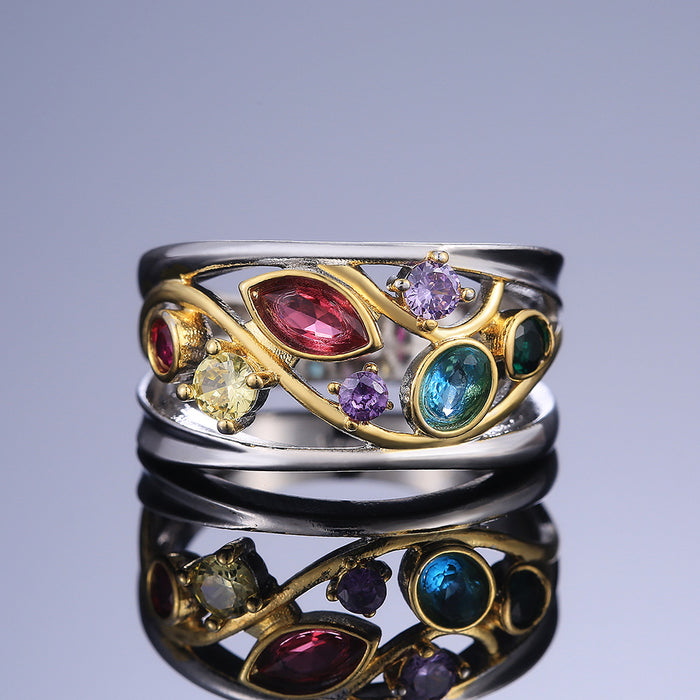 Multi-colored stone rings are popular and versatile jewelry for women