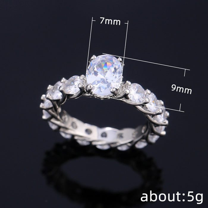 Women's ring with full diamond and zircon