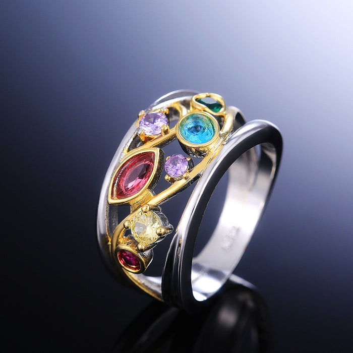 Multi-colored stone rings are popular and versatile jewelry for women