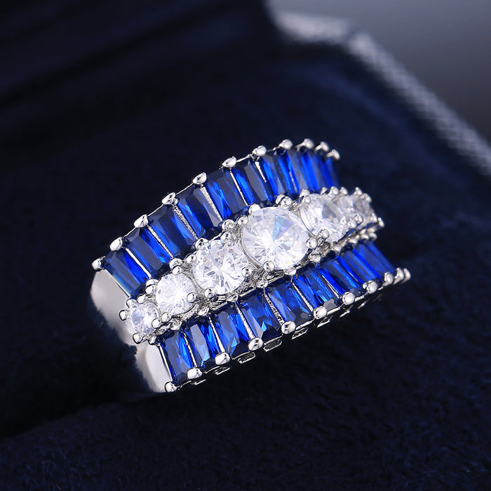 Beautiful wedding ring with blue zircon for women