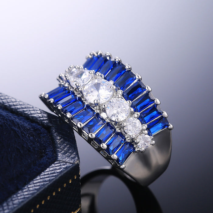 Beautiful wedding ring with blue zircon for women