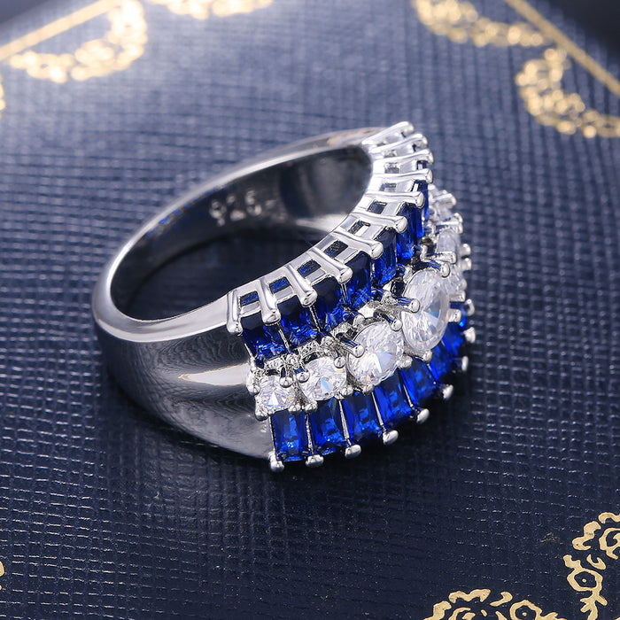 Beautiful wedding ring with blue zircon for women