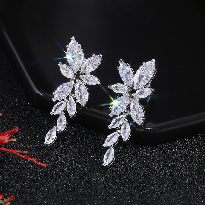 High-end teardrop zircon earrings for women