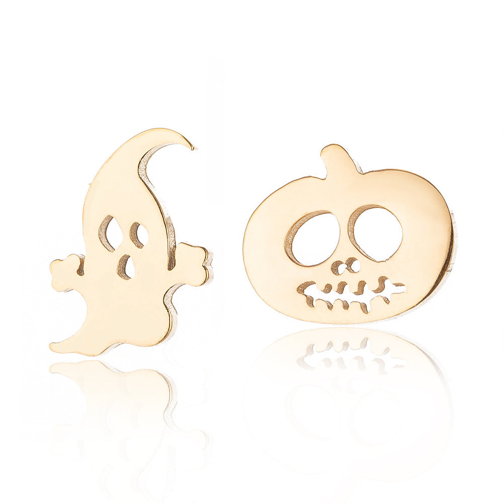 Pumpkin ghost earrings, Halloween fashion women's Amazon new simple personality electroplated earrings wholesale