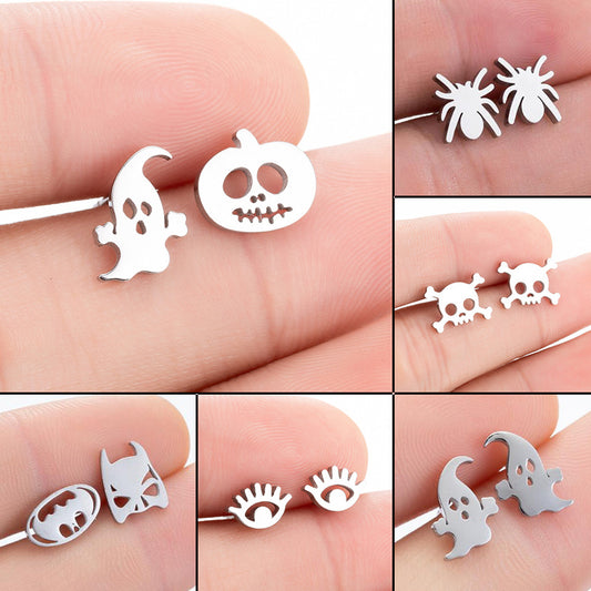 Pendientes de fantasma de calabaza, moda de Halloween para mujer, nuevos pendientes galvanizados con personalidad simple de Amazon al por mayor