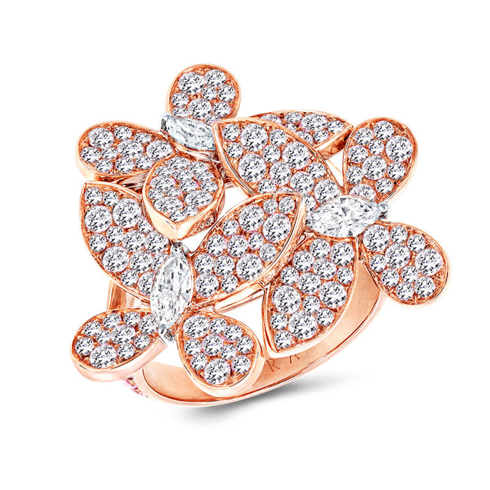 Luxury flower shaped colorful zircon ring party jewelry