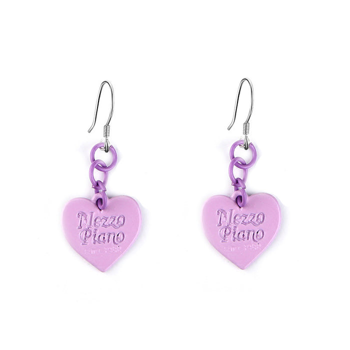 Heart alloy earrings Harajuku style stitching English earrings personality earrings