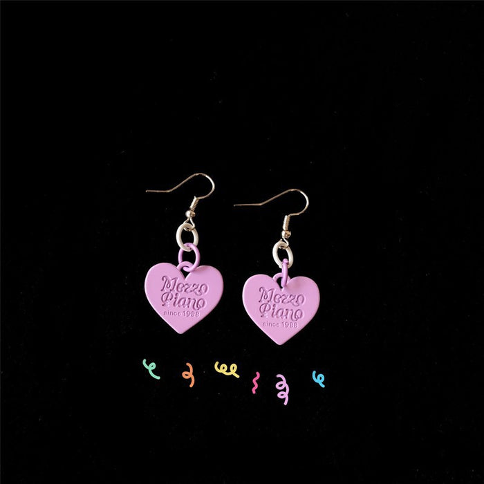 Heart alloy earrings Harajuku style stitching English earrings personality earrings