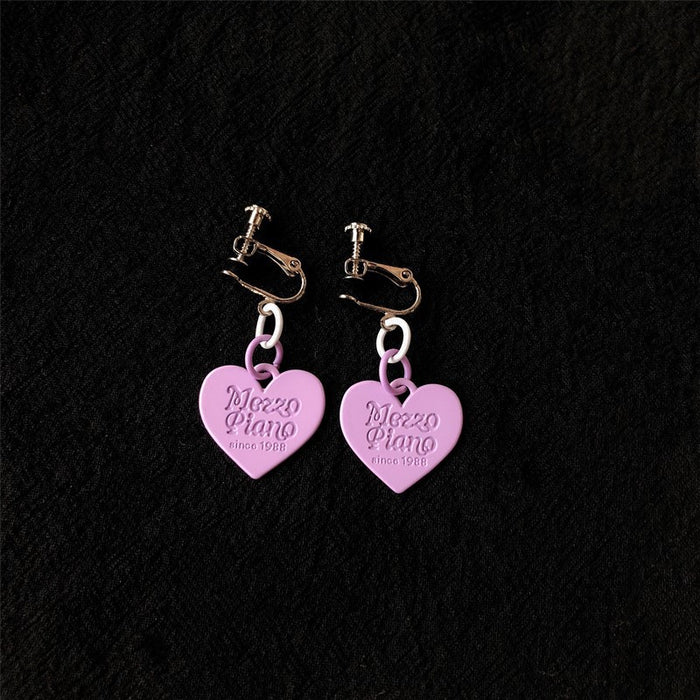 Heart alloy earrings Harajuku style stitching English earrings personality earrings