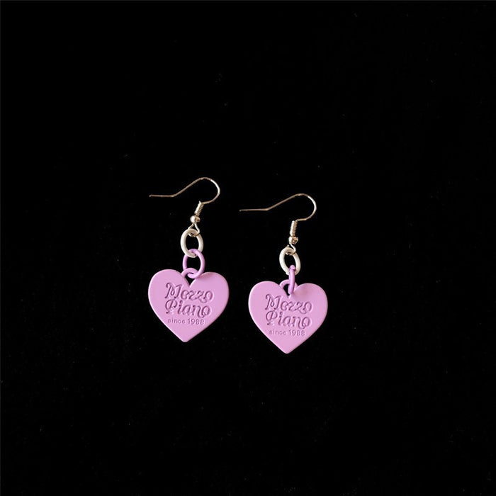 Heart alloy earrings Harajuku style stitching English earrings personality earrings