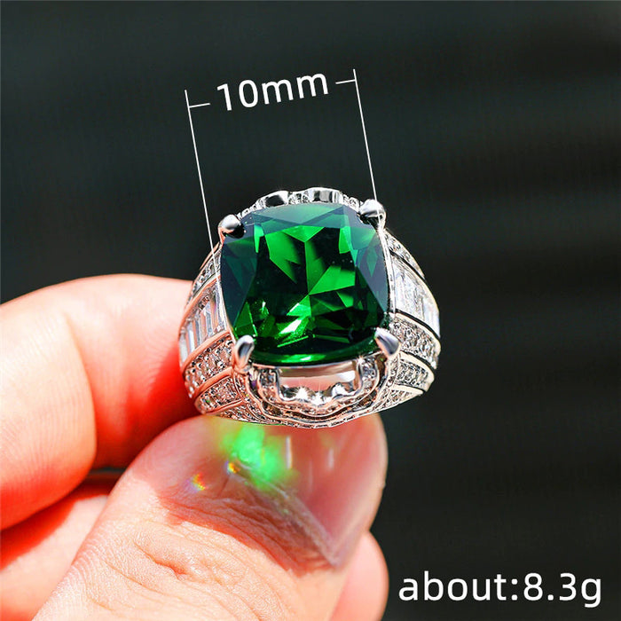 Emerald zircon ring European and American classic women's ring jewelry