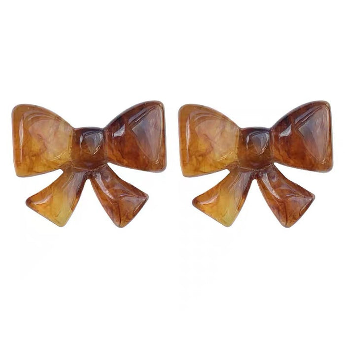 Caramel bow earrings autumn and winter retro amber earrings