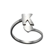 Letter open ring, European and American simple couple ring wholesale - wallojewerly 