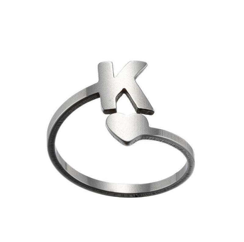 Letter open ring, European and American simple couple ring wholesale - wallojewerly 
