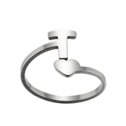 Letter open ring, European and American simple couple ring wholesale - wallojewerly 
