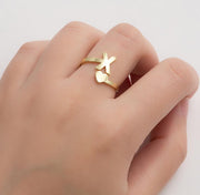 Letter open ring, European and American simple couple ring wholesale - wallojewerly 