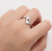 Letter open ring, European and American simple couple ring wholesale - wallojewerly 