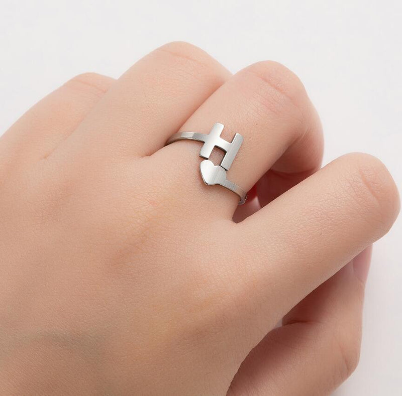 Letter open ring, European and American simple couple ring wholesale - wallojewerly 