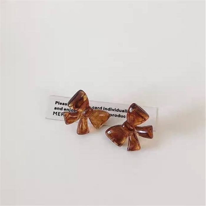 Caramel bow earrings autumn and winter retro amber earrings