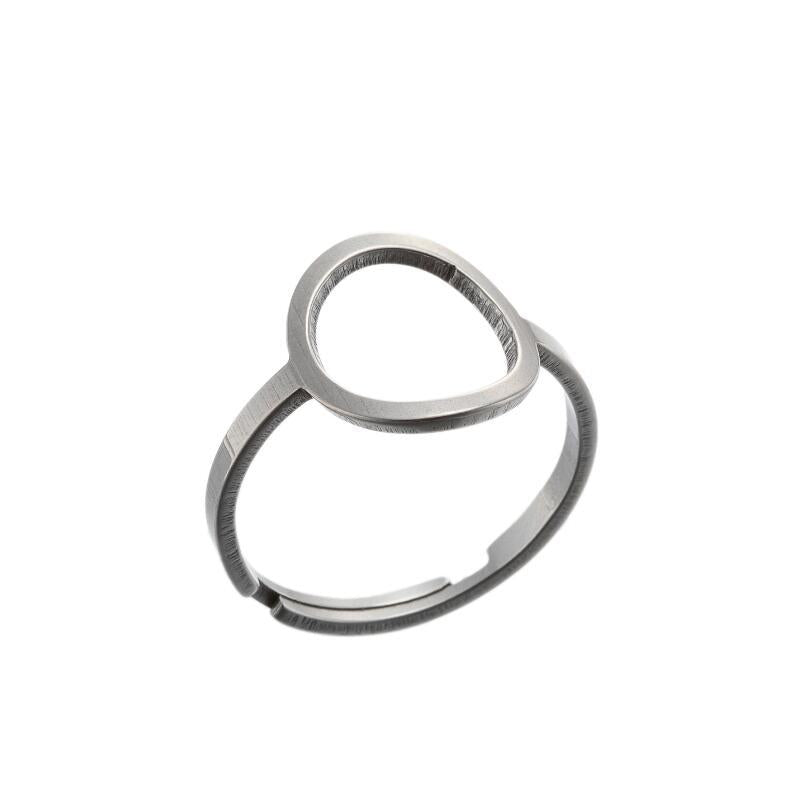 Geometric love couple ring, stainless steel retro star triangle ring wholesale - wallojewerly 