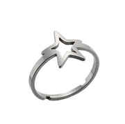 Geometric love couple ring, stainless steel retro star triangle ring wholesale - wallojewerly 