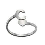 Letter open ring, European and American simple couple ring wholesale - wallojewerly 