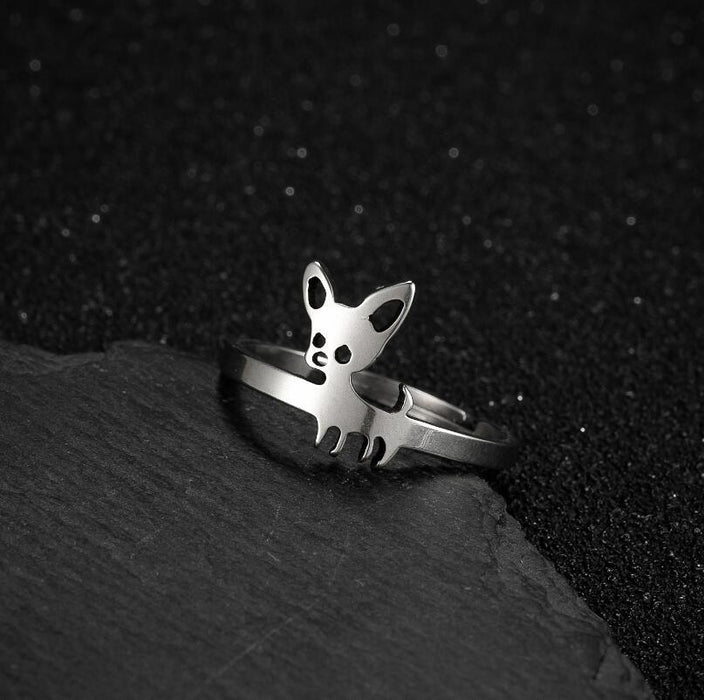 Anillo de acero inoxidable para chihuahua, lindo anillo abierto para perro mascota al por mayor