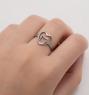 Korean simple hollow geometric love ring, girls cute pet cat ring wholesale - wallojewerly 