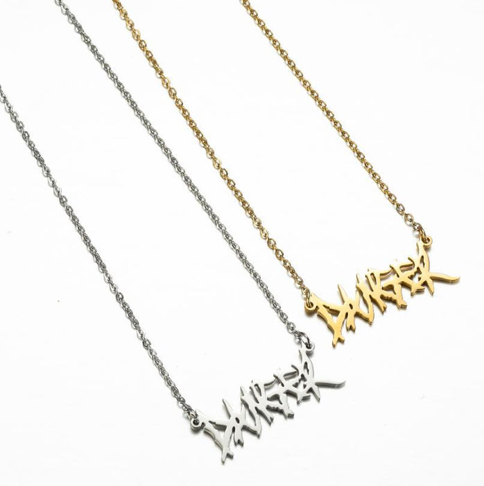 Artistic letter pendant clavicle chain, Gothic angel princess necklace girlfriends gift wholesale