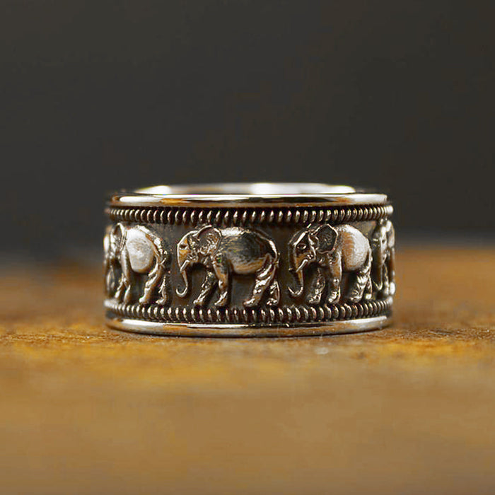 Anillo de moda con elefante galvanizado para hombres y mujeres, anillo transfronterizo