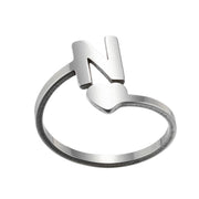 Letter open ring, European and American simple couple ring wholesale - wallojewerly 