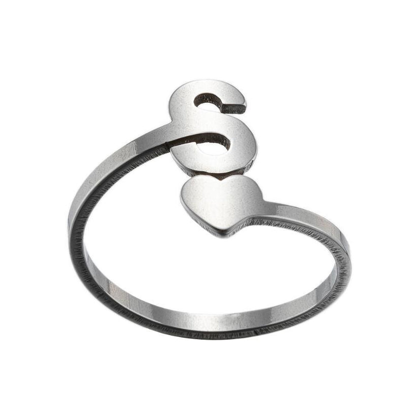 Letter open ring, European and American simple couple ring wholesale - wallojewerly 