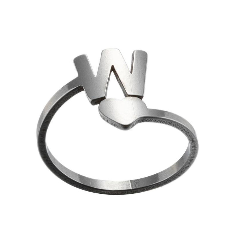 Letter open ring, European and American simple couple ring wholesale - wallojewerly 