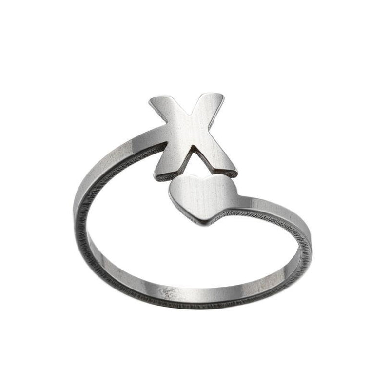 Letter open ring, European and American simple couple ring wholesale - wallojewerly 
