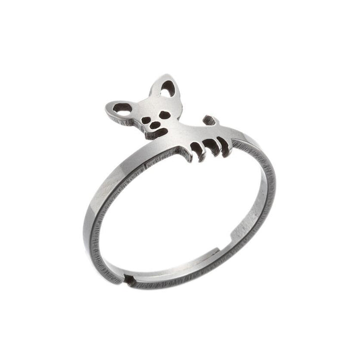 Anillo de acero inoxidable para chihuahua, lindo anillo abierto para perro mascota al por mayor