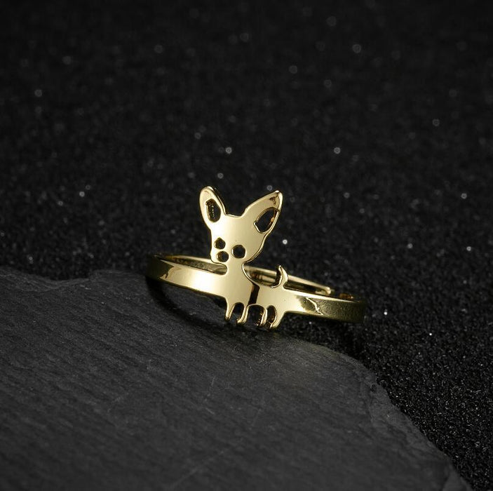 Anillo de acero inoxidable para chihuahua, lindo anillo abierto para perro mascota al por mayor