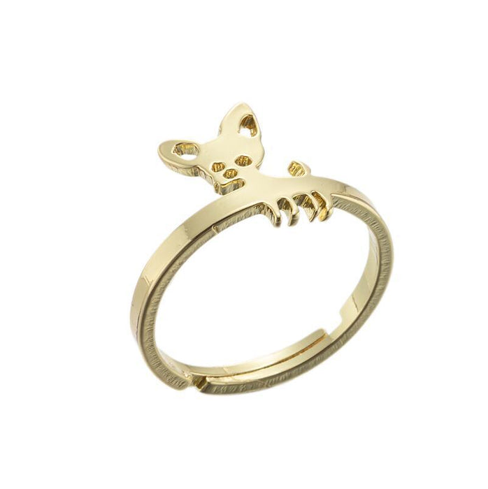 Anillo de acero inoxidable para chihuahua, lindo anillo abierto para perro mascota al por mayor