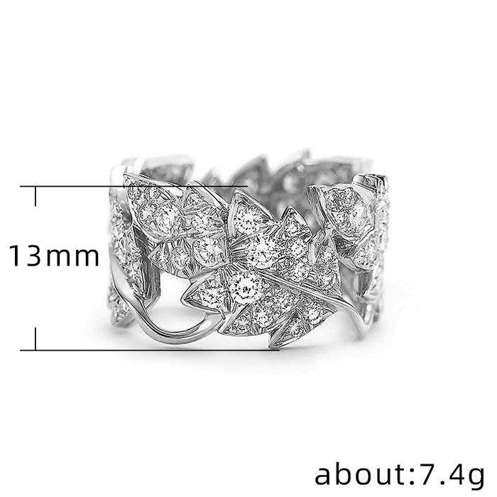 Creative vine leaf women's zircon ring fashion party jewelry