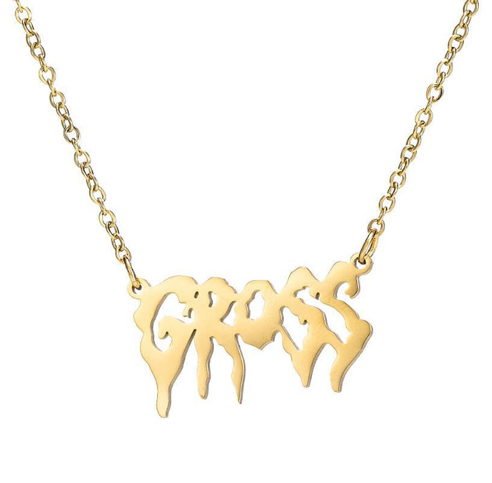 Artistic letter pendant clavicle chain, Gothic angel princess necklace girlfriends gift wholesale