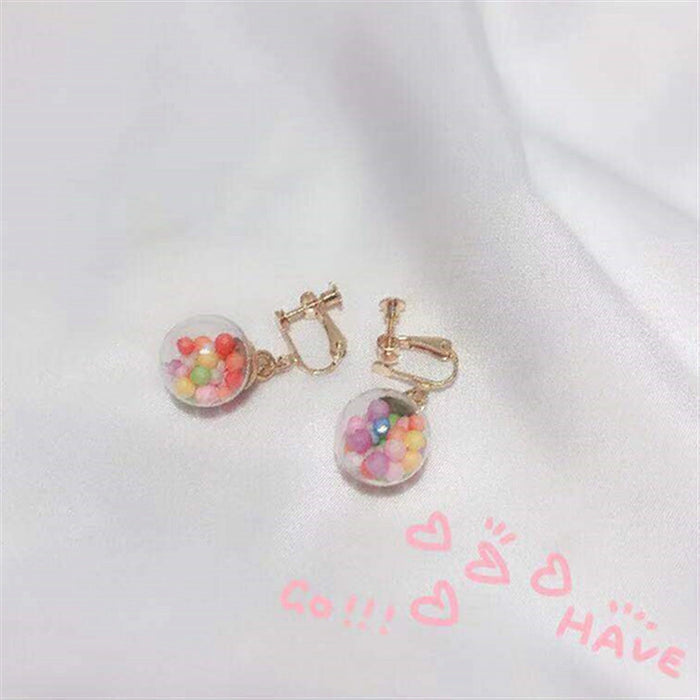 Glass ball earrings colorful candy girly heart earrings