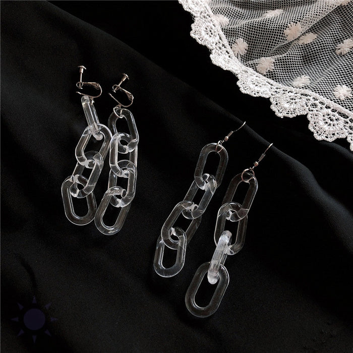 Transparent chain earrings simple chain earrings cold style S925 silver hook