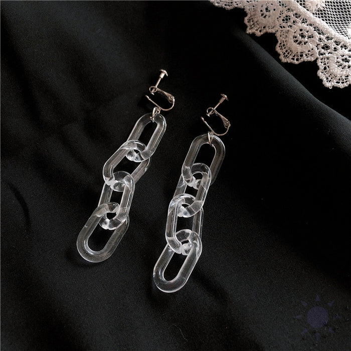 Transparent chain earrings simple chain earrings cold style S925 silver hook