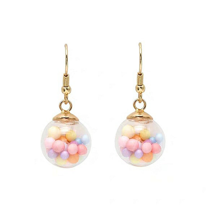 Glass ball earrings colorful candy girly heart earrings