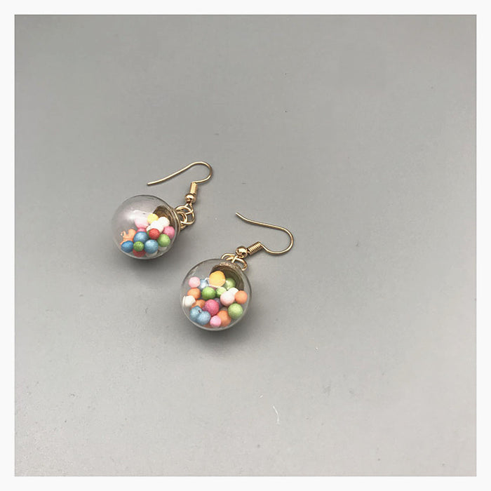 Glass ball earrings colorful candy girly heart earrings