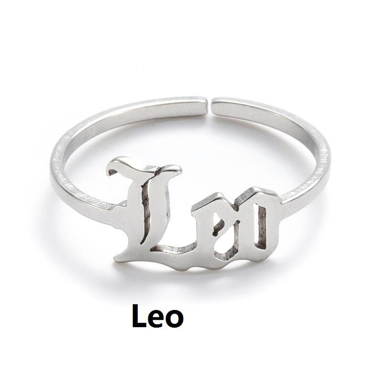 Stainless steel letter ring, European and American retro open ring wholesale