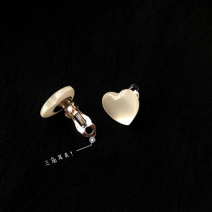 Cat's eye heart earrings simple temperament S925 silver needle earrings