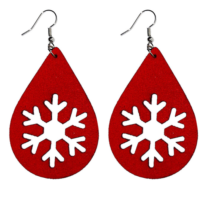 Original Christmas Snowflake Earrings with Red and Black Teardrop Design