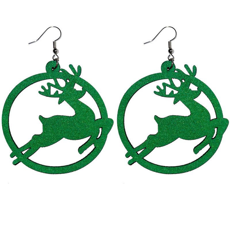 Original Christmas Tree and Deer Earrings with Festive Design