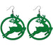 Red and green leather Christmas tree deer earrings - wallojewerly 