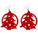 Red and green leather Christmas tree deer earrings - wallojewerly 